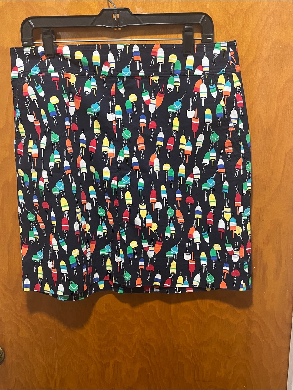 Talbots Navy Pencil Skirt with Colorful Buoy Print